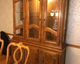 Matching Hickory Manufacturing lighted china cabinet
