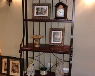 Metal bakers rack with wooden shelves