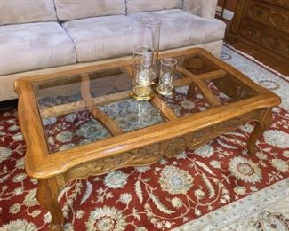 Hickory Manufacturing wood and glass coffee table