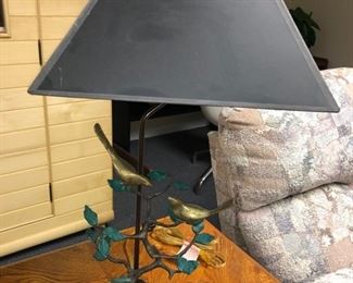 Metal lamp with birds
