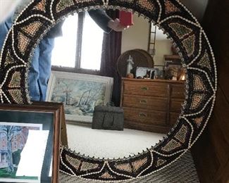 Mirror  made of seeds and kernals