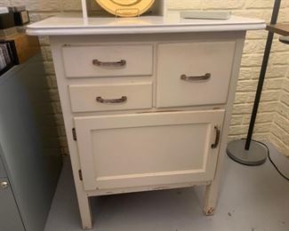 Small Porcelain Top Hoosier Cabinet 27”w x 22”d  x 32”h!
