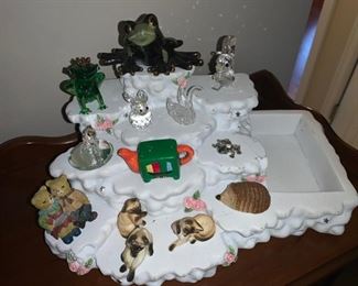 Miniatures: Bone China Siamese Cats, Red Rose Teapot, Swarovski Crystal Bunny, Etc!