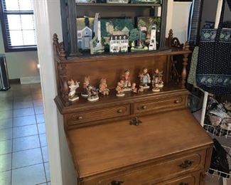 Mid Century Secretary Desk! Sheila's Collectible Buildings & Hummel Figurines!