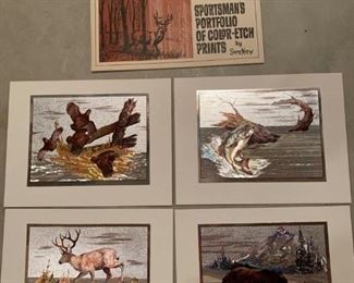 Sportsman Portfolio Of Color Etch Prints by Sweney!