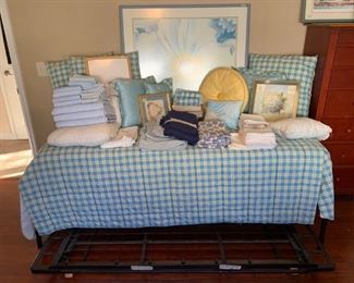 Twin Tundle Bed with Custom Bedding!