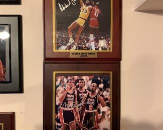 AUTHOGRAPHED Photos on Plaques - Kareem Abdul Jabbar, Magic Johnson, and Michael Jordan
