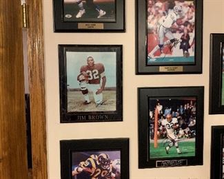 AUTHOGRAPHED Photos on Plaques - Billy Sims, Jim Brown, Eric Dickerson, and Marcus Allen