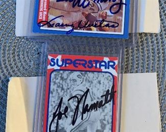 AUTOGRAPHED Sports Cards - Joe Namath and Johnny Unitas / Lenny Moore