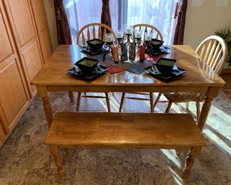Farm Style Kitchen Table with Chairs and Bench
