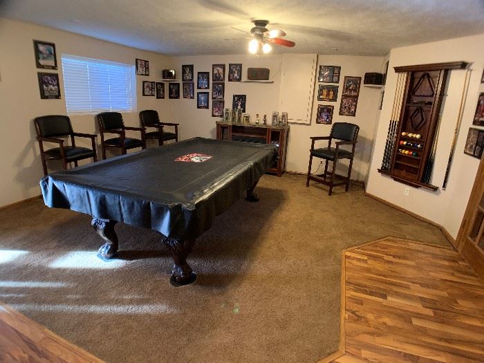 American Heritage Billards - MARIETTA Pool Table and large collection of autographed sports memorabilia