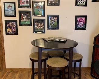 Pub Table with Bar Stools - Autographed Sports Memorabilia
