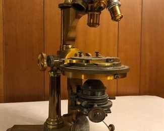 BAUSCH & LOMB ANTIQUE BRASS MICROSCOPE