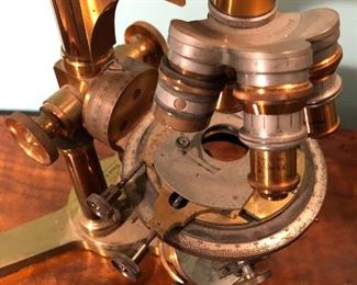 BAUSCH & LOMB ANTIQUE BRASS MICROSCOPE