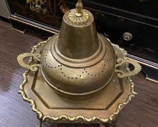 Antique Turkish hammered brass brazier tent warmer