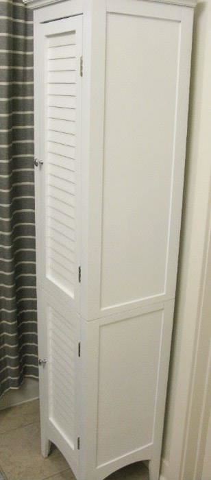 white louver door tall cabinet  BUY IT NOW $ 50.00