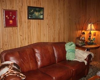 Leather Sofa With Nail Head Detailing