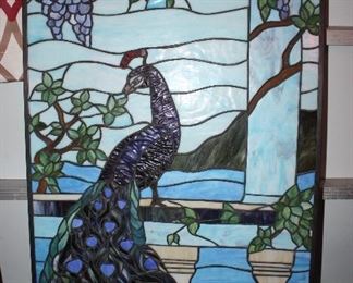 Peacock Stained Glass Panel