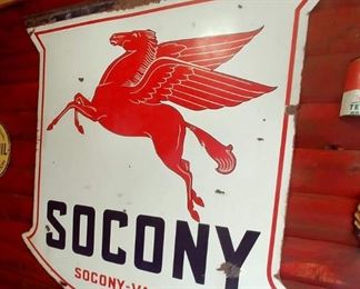 Large Socony double sided sign
