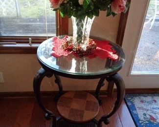 glass topped lamp table
