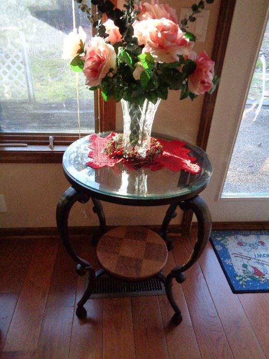 glass topped lamp table