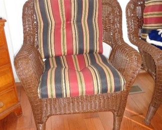 pair of wicker chairs & loveseat