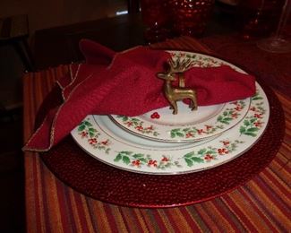 set of Christmas dishes