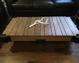 RESTORATION HARDWARE-factory cart table in excellent condition. 