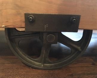 This is an original factory cart from the 1900's that was used to transport furniture supplies across the company floor