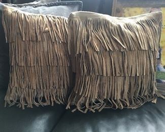 Really cool fringed West Elm square throw pillows