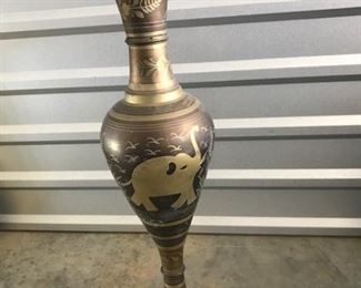 tall brass vase -- elephant side