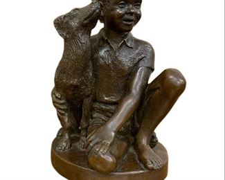 Boy with Dog
Limited edition exclusively to established Franklin Mint collectors and is cast in solid bronze from an original work of art by Charles Parks
9” in height