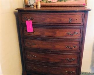 Chest of drawers and original painting of roses 