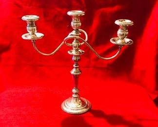 Sterling silver weighted 3 light candelabra 