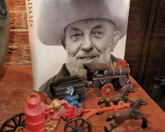 Cast Iron Train and Pumper wagon 