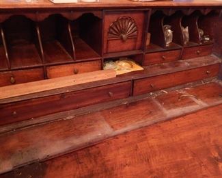 Inside desk area of the chest of drawers/ slant front desk.