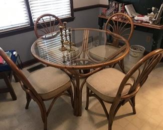 Glass Top Rattan Table / 4 Chairs $ 164.00