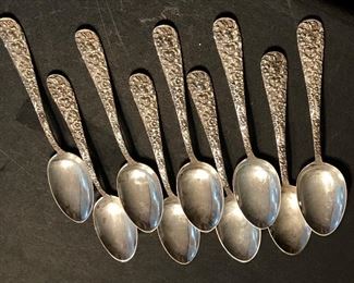 Stieff Sterling Silver Set - 8 Spoons, 4 Spoons, 8 Salad Forks - 629 grams total weight $ 385.00