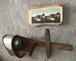 Antique Stereoscope with viewing cards