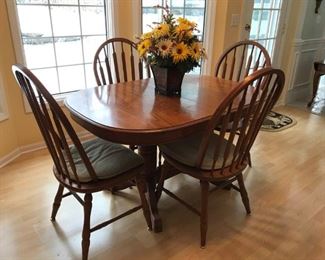 Solid Walnut Kitchen table with four Windsor-style chairs