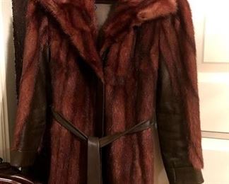 Fur and Leather Trim Coat