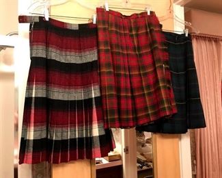 Vintage pleated plaid skirts