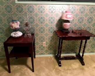 Side tables and vintage lamps