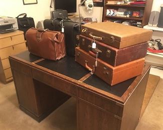 Nice campaign style desk, leather bags & briefcases 