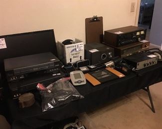 Tv, vcr, clocks, receiver, cassette deck, projector, aqua lung for deep sea diving