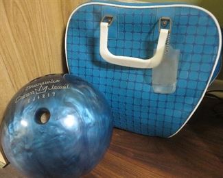 Vintage Bowling Ball & Bag
