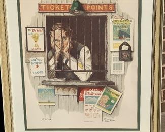 Norman Rockwell"Ticket Seller" C362 color litho 21" x 27" 