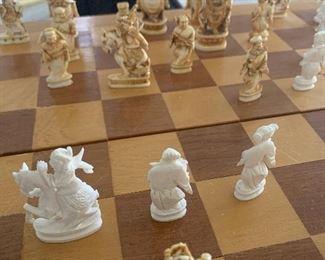 Carved chess  set with box