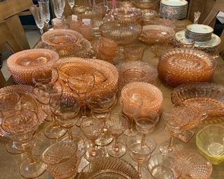 150 pieces of American Beauty Depression Glass
