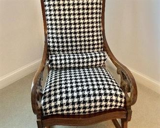 Vintage rocker with houndstooth upholstery